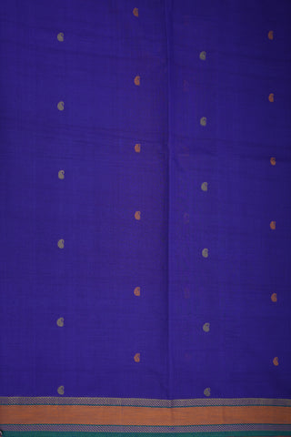 Small Paisley Threadwork Motifs Royal Blue Coimbatore Cotton Saree