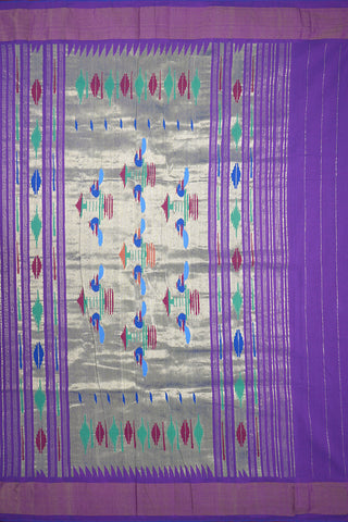 Small Paisley Zari Motifs Purple Paithani Silk Saree
