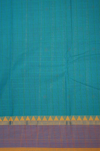 Small Thread Motifs Cerulean Blue Chettinadu Cotton Saree