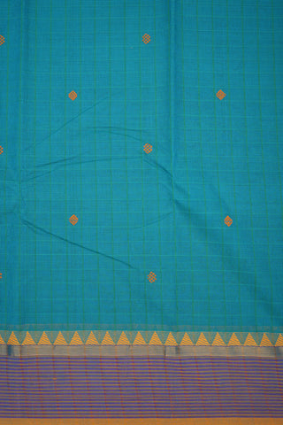 Small Thread Motifs Cerulean Blue Chettinadu Cotton Saree