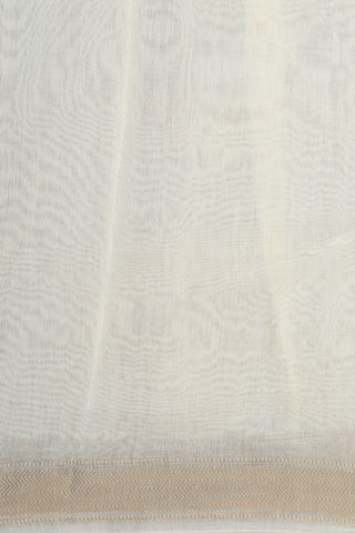 Small Thread Work Border In Buttas Off White Chanderi Silk Cotton Saree