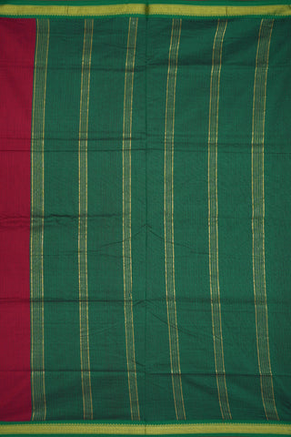 Small Zari Border Cherry Red Kalyani Cotton Saree