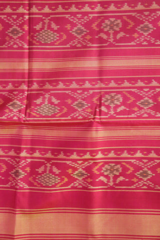 Small Zari Border In Elephant Design Hot Pink Patola Silk Saree