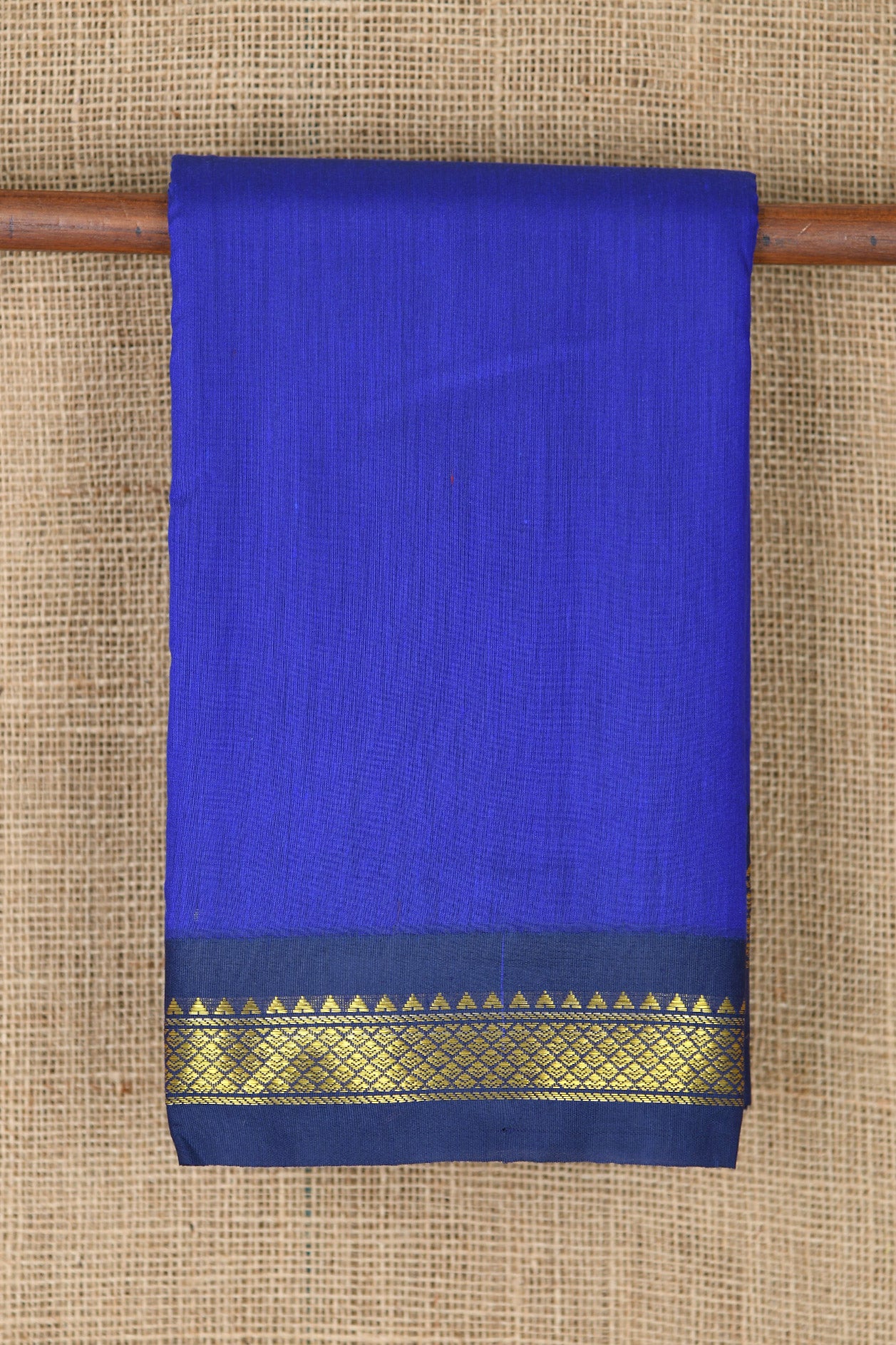 Small Zari Border In Plain Cobalt Blue Apoorva Cotton Saree