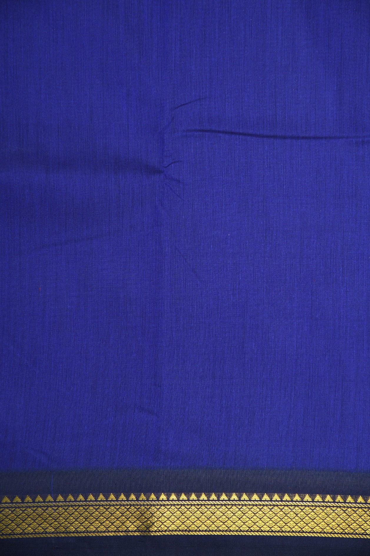 Small Zari Border In Plain Cobalt Blue Apoorva Cotton Saree