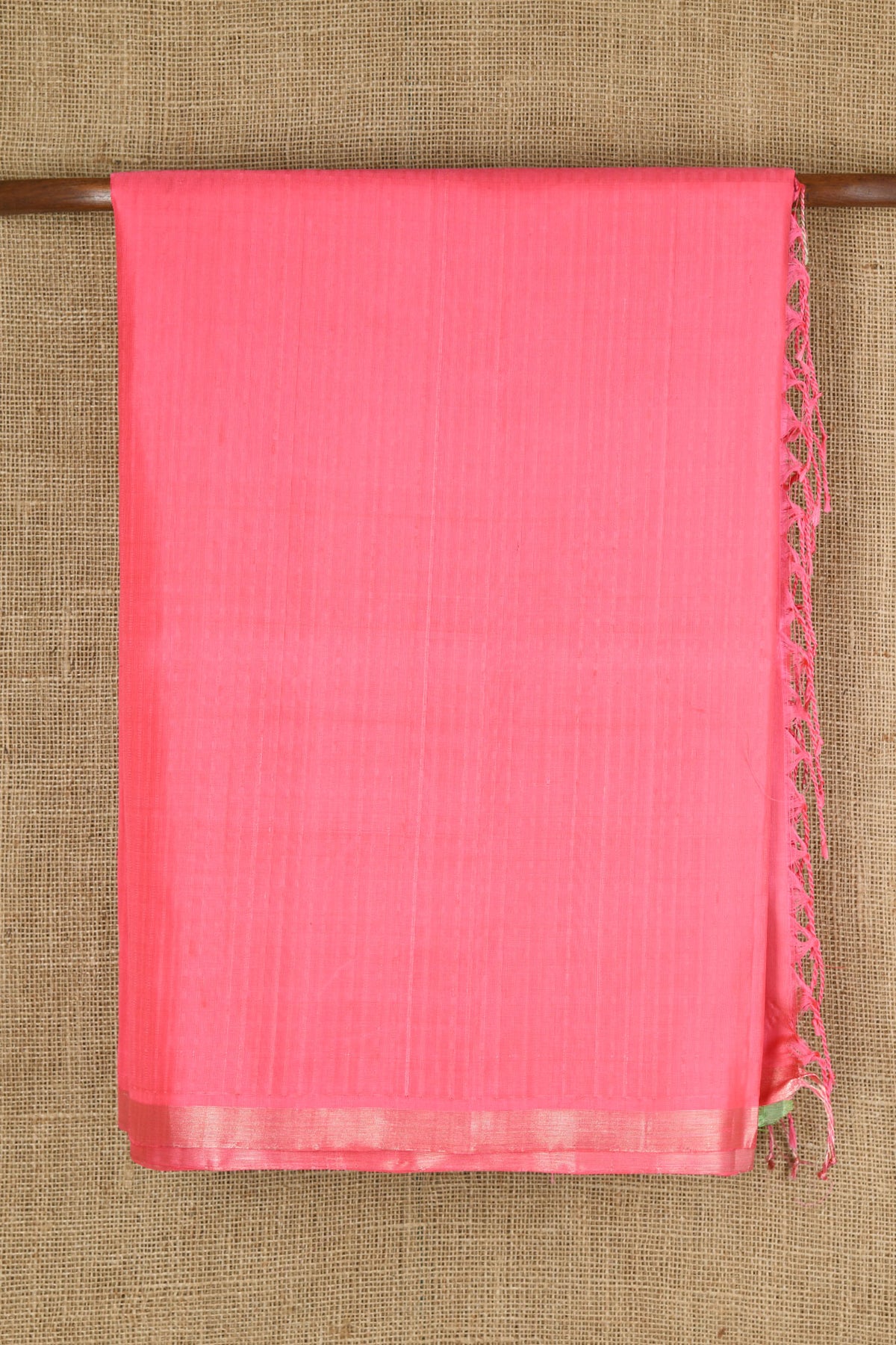 Small Zari Border In Plain Pink Soft Silk Saree