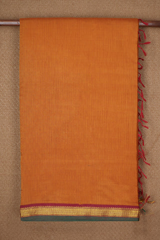Small Zari Border Ochre Orange Kalyani Cotton Saree