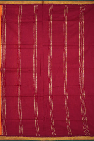 Small Zari Border Royal Orange Kalyani Cotton Saree