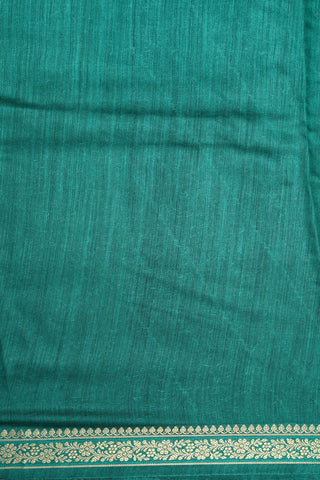 Small Zari Border With Diagonal Lines Digital Printed Stone Blue Soft Tussar Silk Saree