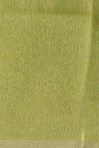 Small Zari Border With Embroidered Checks Pastel Green Linen Saree