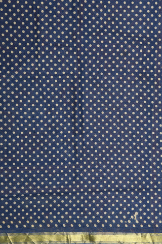 Small Zari Border With Geometric Design Aegean Blue Ajrakh Printed Ahmedabad Cotton Saree
