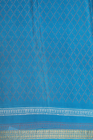 Small Zari Border With Geometric Pattern Cerulean Blue Georgette Saree