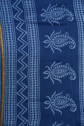 Small Zari Border With Kolam Design Navy Blue Maheswari Silk Cotton Saree