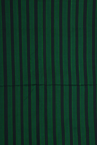 Small Zari Border With Monochrome Stripes Green Soft Silk Saree