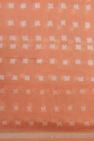 Small Zari Border With Shibori Design Peach Orange Chanderi Cotton Saree