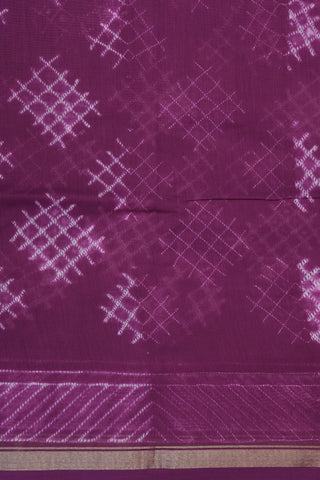 Small Zari Border With Shibori Design Purple Chanderi Cotton Saree