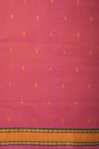 Small Zari Buttas Coral Pink Venkatagiri Cotton Saree