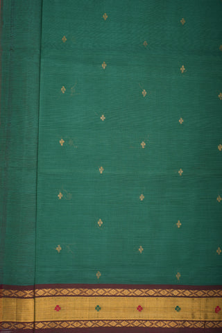 Small Zari Buttas Emerald Green Venkatagiri Cotton Saree