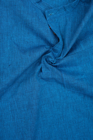 Solid Capri Blue Cotton Short Kurta