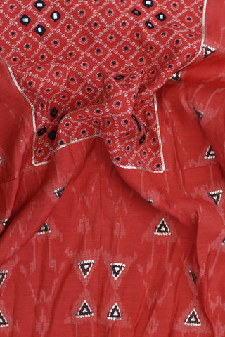 Split Neck With Mirror Work Red Rayon Cotton Salwar Set