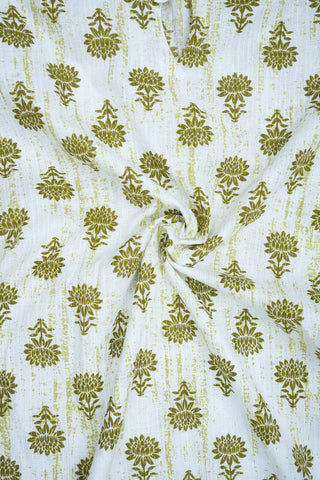 Split Neck Floral Powder Green Printed Jaipur Salwar Set