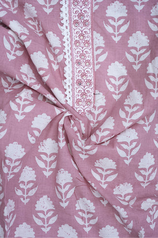 Split Neck Jaipur Printed Orchid Pink Cotton Salwar Set