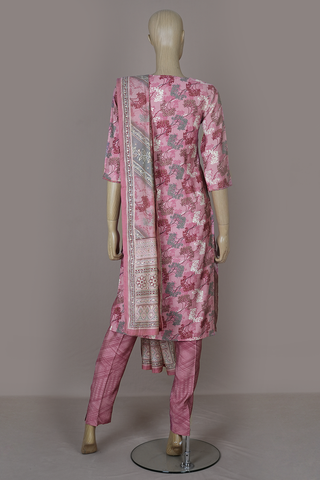 V- Split Neck Orchid Pink Chanderi Silk Cotton Salwar Set