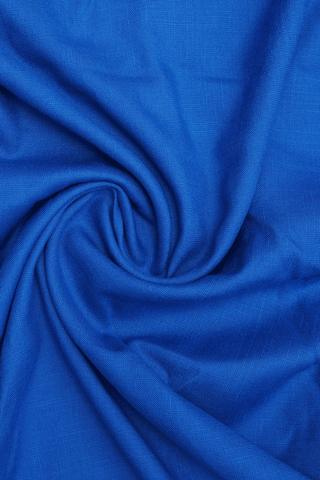 Split Neck Plain Royal Blue Rayon Cotton Long Kurta