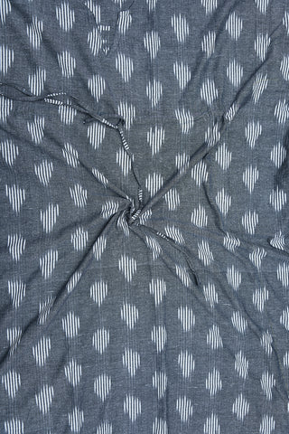 Split Neck Printed Grey Cotton Long Kaftan