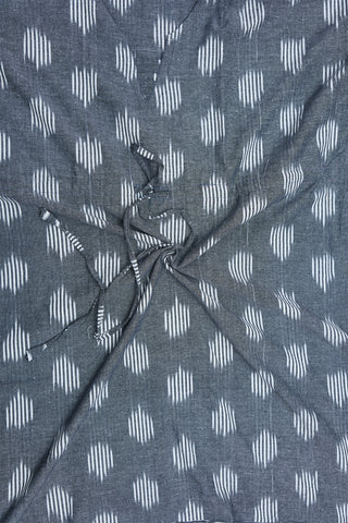 Split Neck Printed Grey Cotton Short Kaftan
