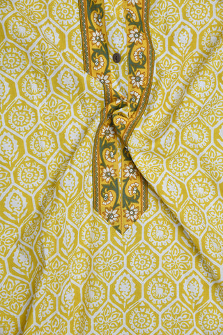 V Split Neck Floral Printed Royal Yellow Long Kurta