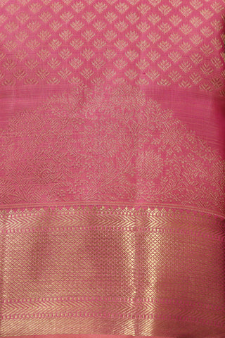 Diamond Zari Border In Brocade Pink Kanchipuram Silk Saree