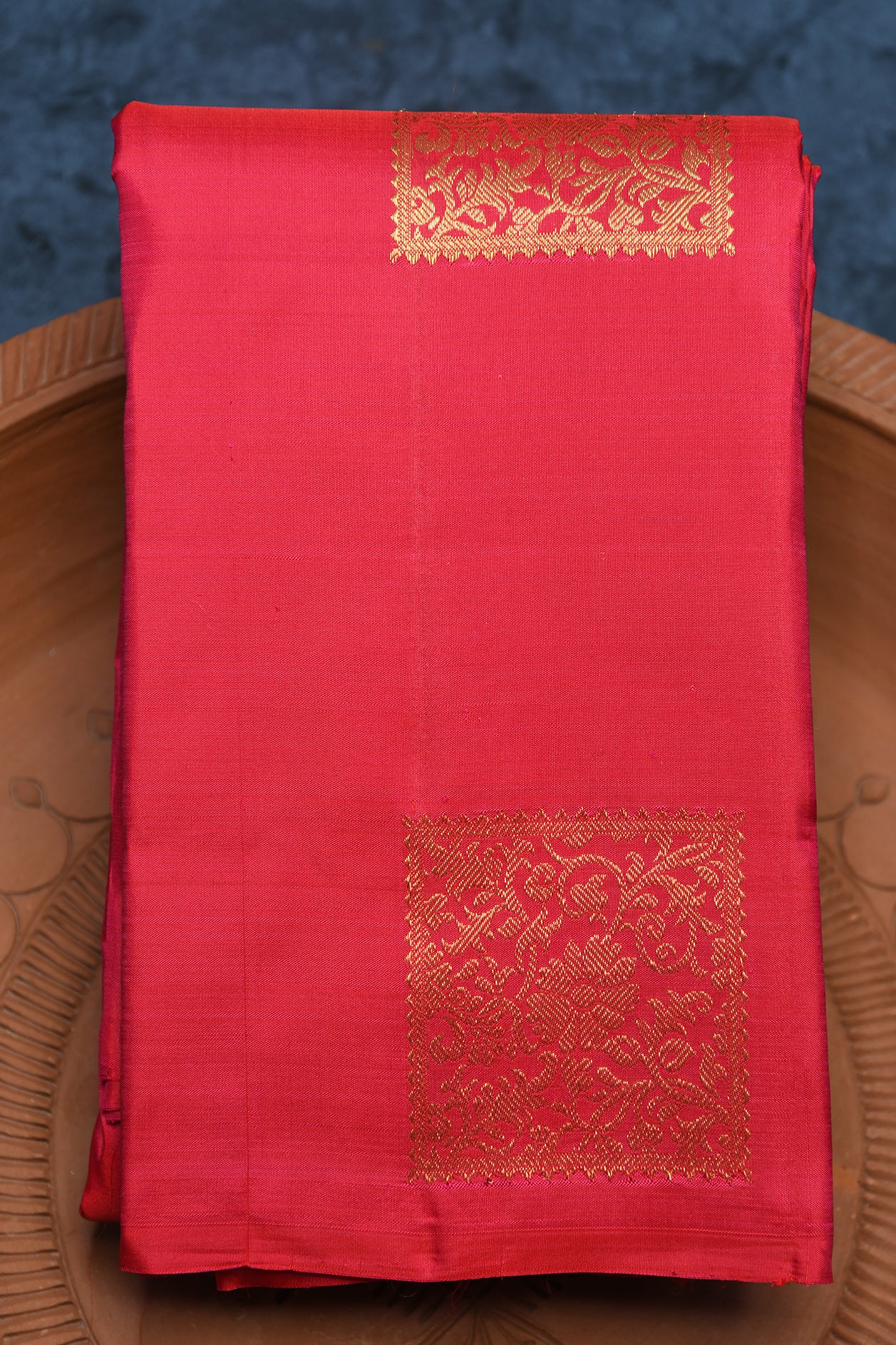 Square Box Floral Butta Magenta Pink Kanchipuram Silk Saree