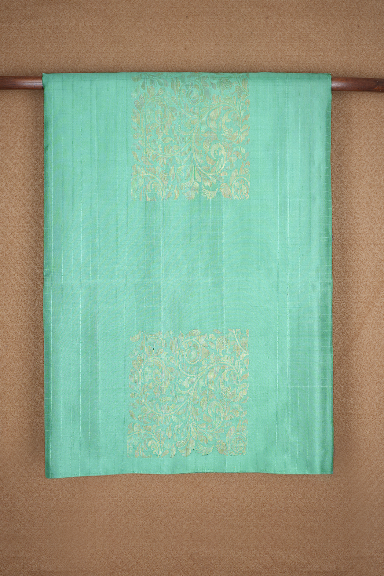 Square Zari Motifs Pastel Green Soft Silk Saree