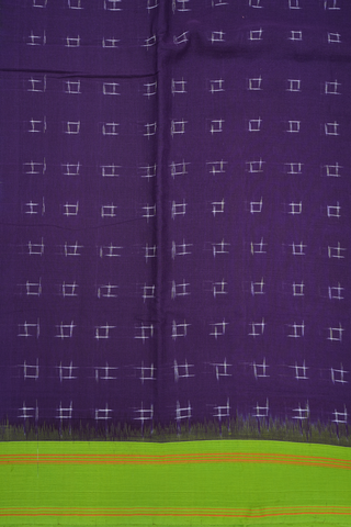 Square Buttas Regal Purple Pochampally Cotton Saree