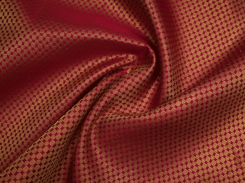 Square Diamond Design Red Kanchipuram Silk Blouse Material