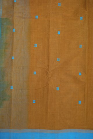 Square Threadwork Buttis Golden Yellow Kanchi Cotton Saree