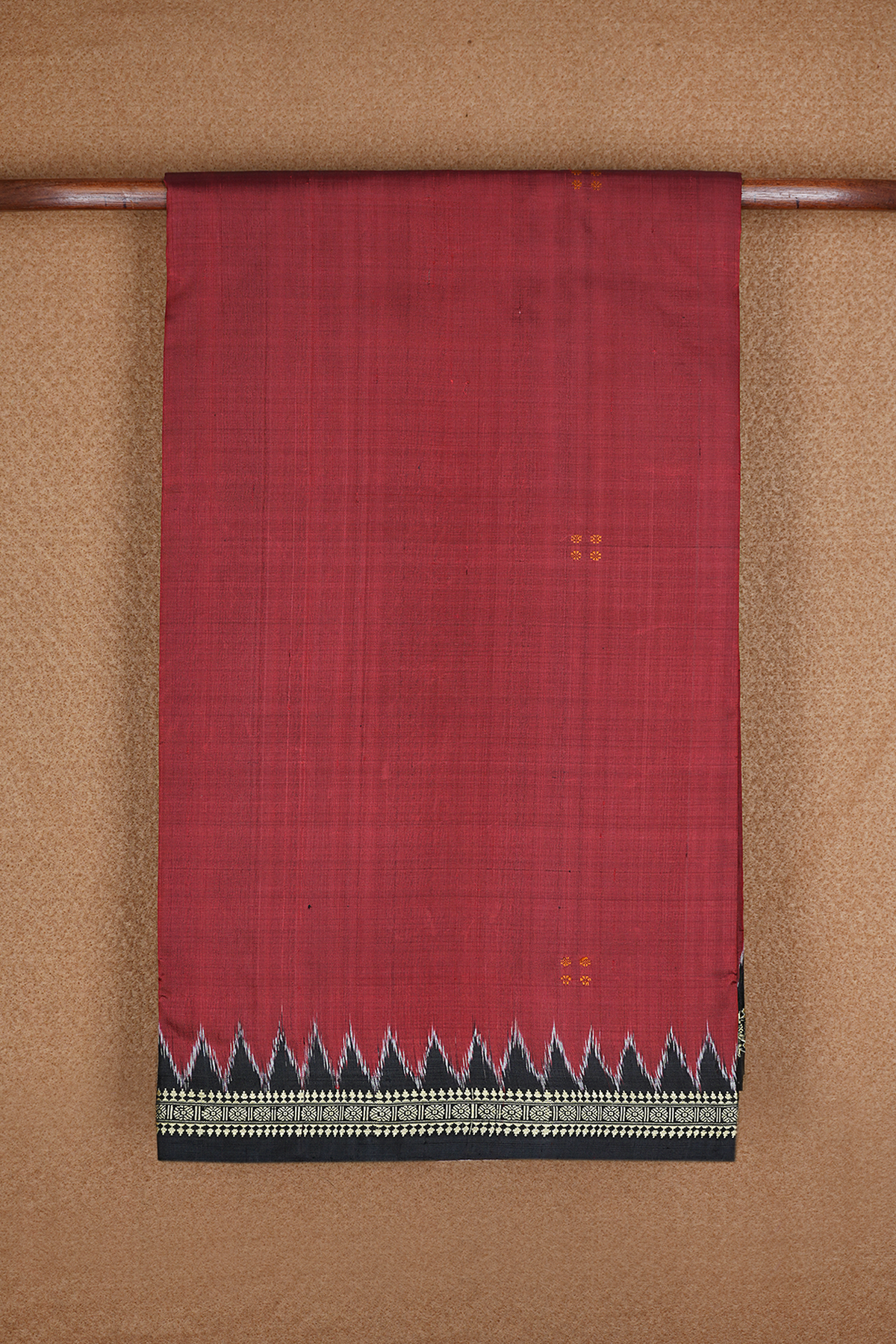 Square Threadwork Motifs Berry Red Odisha Silk Saree