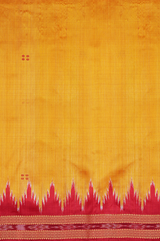 Square Threadwork Motifs Marigold Yellow Odisha Silk Saree
