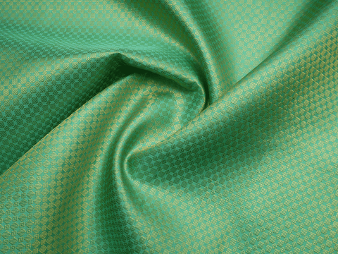 Square Diamond Design Green Kanchipuram Silk Blouse Material