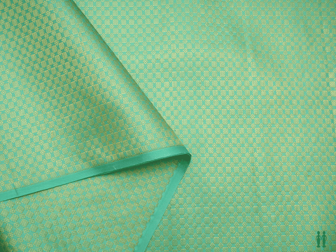 Square Diamond Design Green Kanchipuram Silk Blouse Material