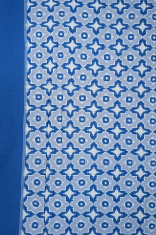 Steel Blue And Off White Checks Pochampally Cotton Saree