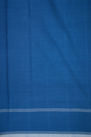 Steel Blue And Off White Checks Pochampally Cotton Saree