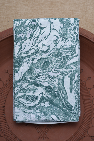 Stone Texture Design White And Green Hand Marble Silk Saree