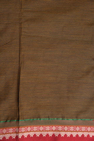 Stripes Design Black And Brown Dharwad Cotton Saree