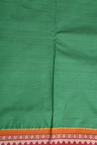 Stripes Design Small Border Green Dharwad Cotton Saree