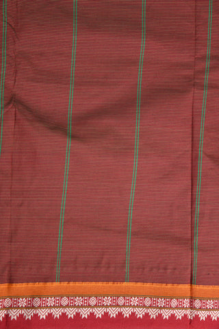 Stripes Design Small Border Green Dharwad Cotton Saree