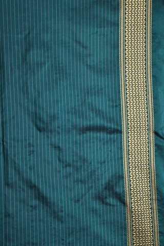 Stripe Design Teal Blue Banaras Silk Saree