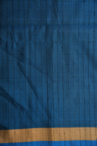 Striped Blue Plain Silk Saree