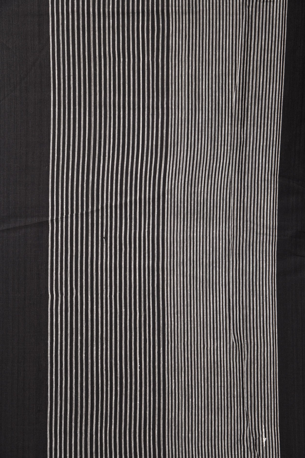 Stripes Design Border Black Hand Spun Cotton Saree